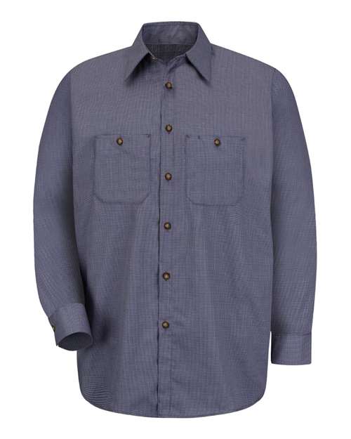 Red Kap Men's Tall Premium Long Sleeve Work Shirt — EX-Blue/ Charcoal — Front