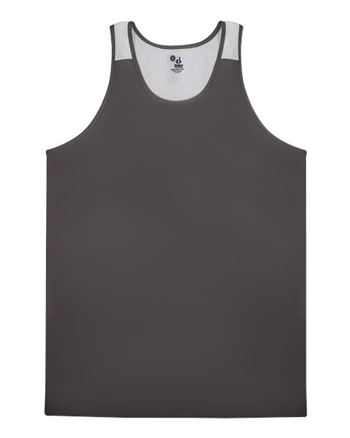 Alleson Athletic Men's Ventback Singlet Tank Top — Graphite/ White — Front