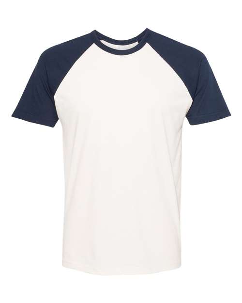Next Level Unisex Cotton Raglan Tee — Midnight Navy/ Natural — Front