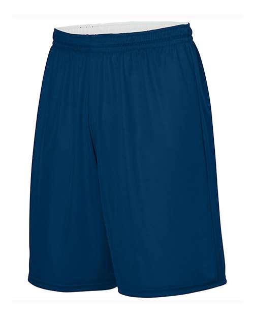 Augusta Sportswear Unisex Reversible Wicking Shorts — Navy/ White — Side