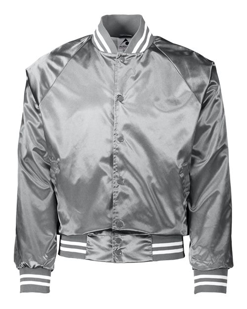 Unisex Satin Baseball Jacket Striped Trim