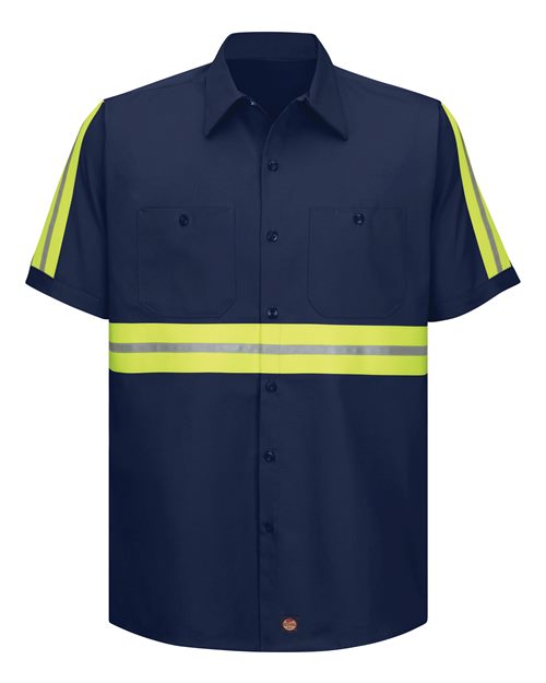 Red Kap Men's Tall Enhanced Visibility Short Sleeve Cotton Work Shirt