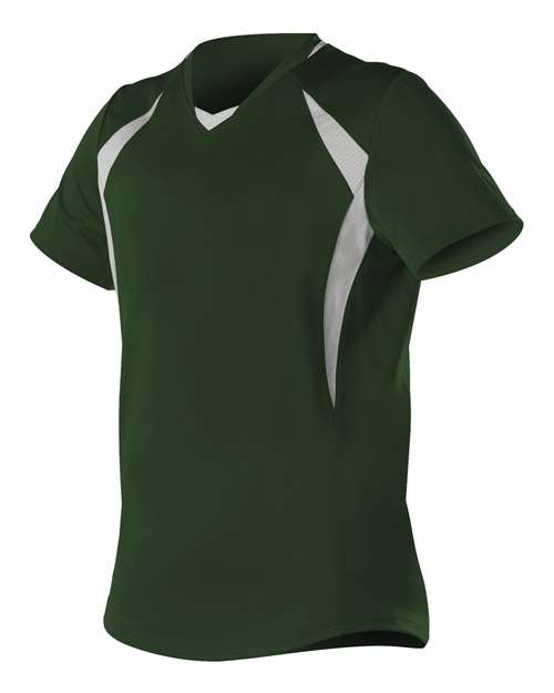 Alleson Athletic Girls' Short Sleeve Fastpitch Jersey — Forest/ White — Side