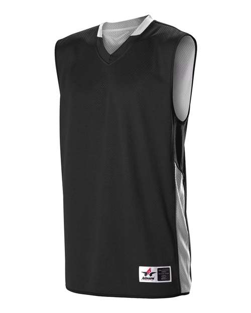 Alleson Athletic Youth Single Ply Reversible Jersey — Black/ White — Side