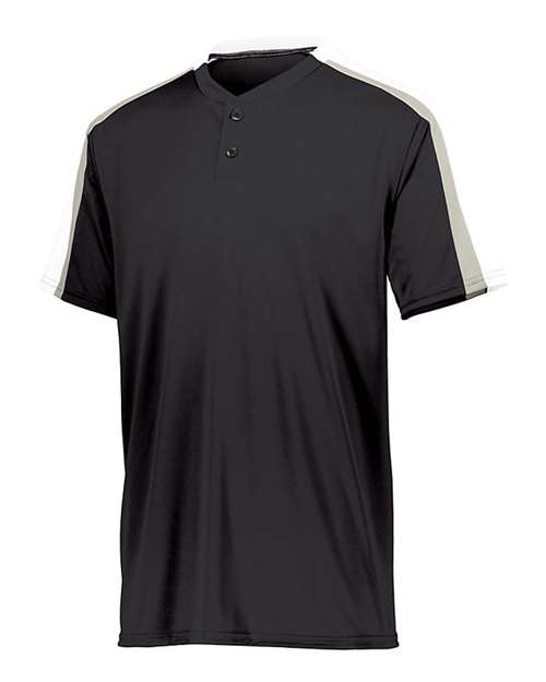 Augusta Sportswear Youth Power Plus Jersey 2.0 — Black/ White/ Silver Grey — Side
