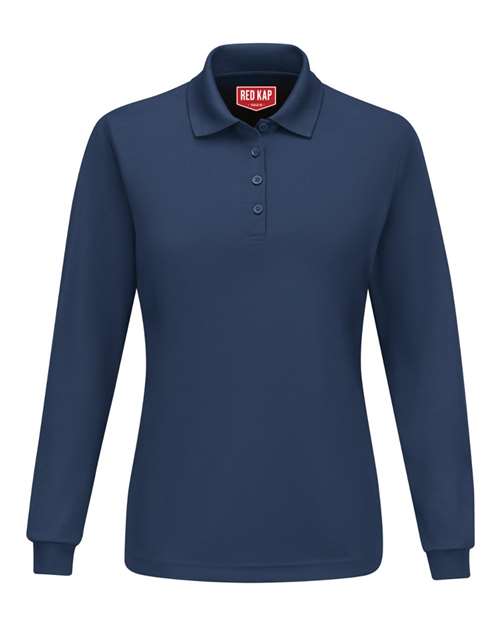 Red Kap Women's Long Sleeve Performance Knit Polo — Navy — Front