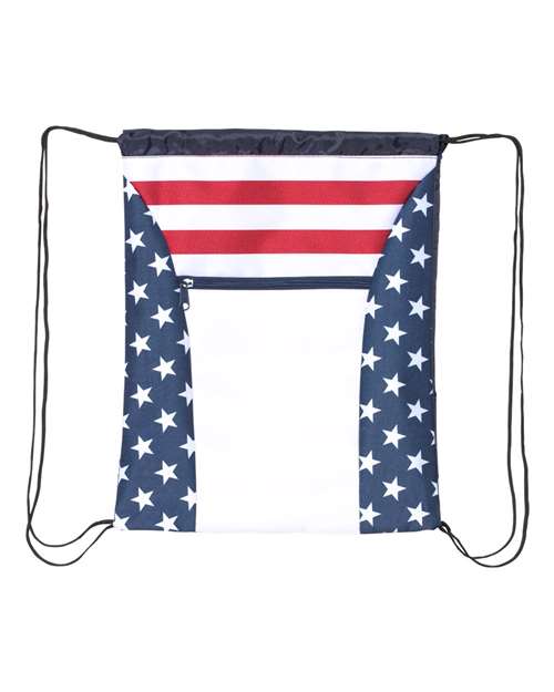 OAD Americana Drawstring Bag — Red/ White/ Blue — Front