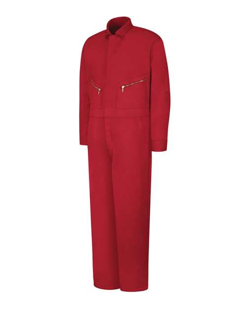 Red Kap Men's Extended Sizes Zip-Front Cotton Coverall — Red — Front
