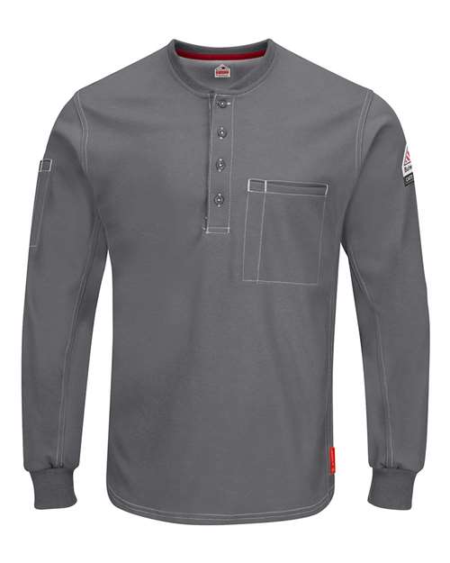 Bulwark Men's iQ Series® Plus Long Sleeve Henley — Charcoal — Front