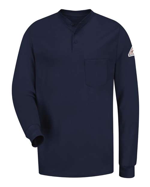 Bulwark Men's Long Sleeve Tagless Henley Shirt — Navy — Front