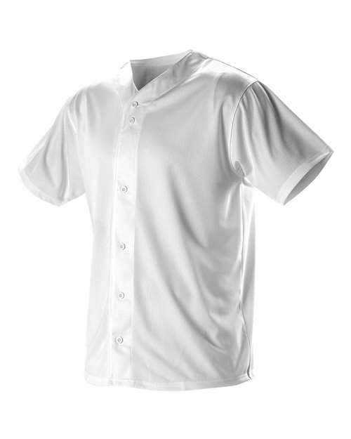 Alleson Athletic Men's Full Button Lightweight Baseball Jersey — White — Side