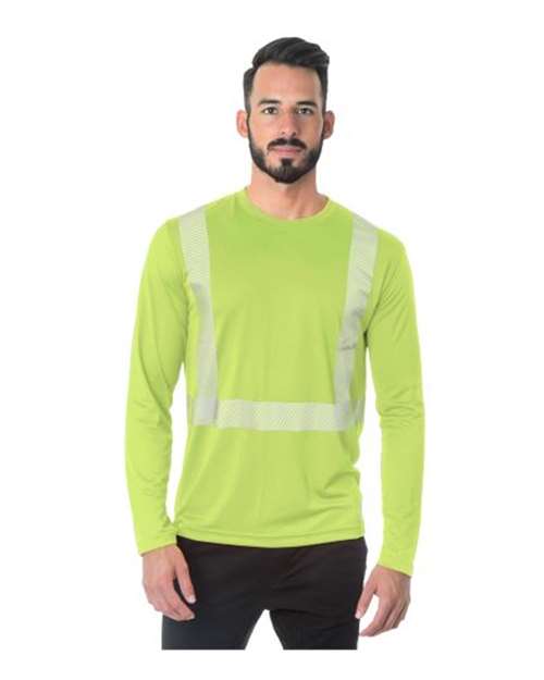 Bayside Unisex USA-Made Hi-Visibility Long Sleeve Performance T-Shirt - Segmented Tape — 