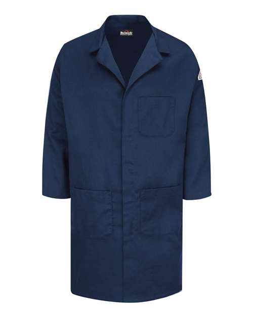 Bulwark Men's Concealed Snap Front Lab Coat - EXCEL FR® ComforTouch® - 6 oz. — Navy — Front