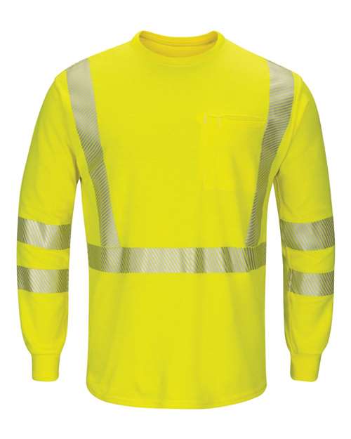 Bulwark Men's Hi-Visibility Lightweight Long Sleeve T-Shirt — Yellow/ Green — Front