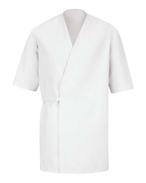 Red Kap Men's Collarless Poplin Butcher Wrap — White — Front