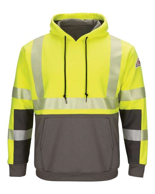 Bulwark Men's Tall Hi-Visibility Color-Blocked Hooded Sweatshirt — Yellow/ Green — Front