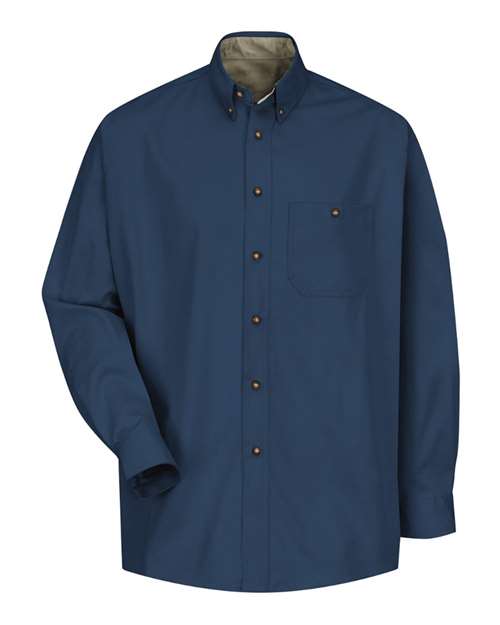 Red Kap Men's Cotton Contrast Dress Shirt — Navy — Front