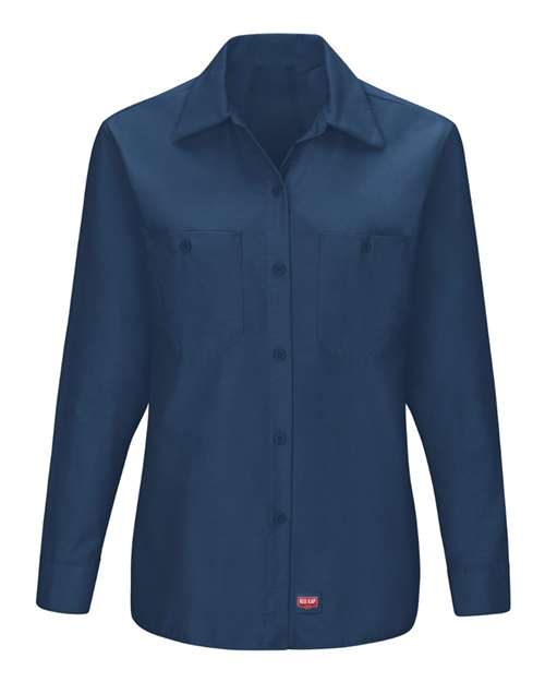 Red Kap Women's Long Sleeve Mimix Work Shirt — Navy — Front