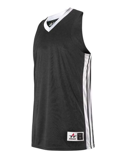 Alleson Athletic Youth Single Ply Basketball Jersey — Black/ White — Side