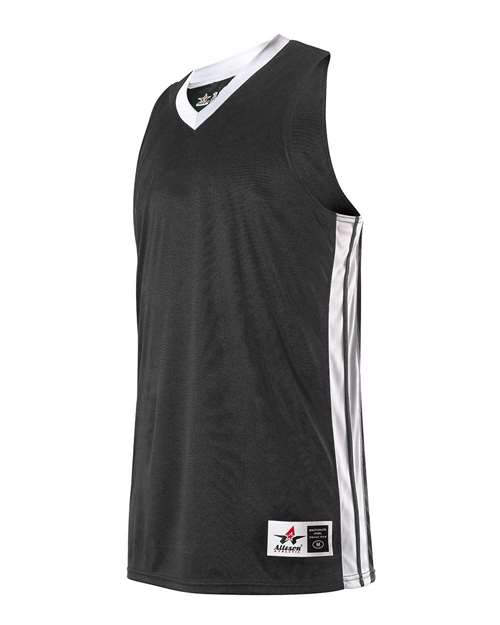 Alleson Athletic Women's Single Ply Basketball Jersey — Black/ White — Side