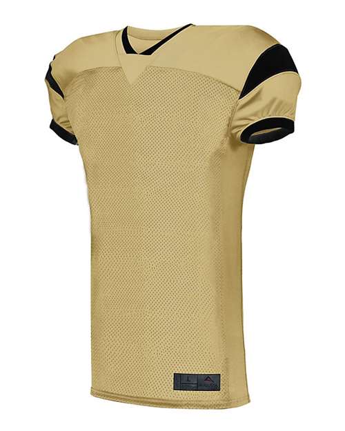 Augusta Sportswear Youth Slant Football Jersey — Vegas Gold/ Black — Side