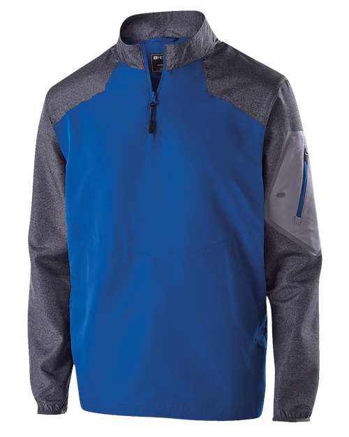 Holloway Men's Raider Quarter-Zip Jacket — Carbon Print/ Royal — Front