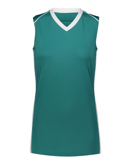 Augusta Sportswear Girls' Rover Jersey — Teal/ White — Front