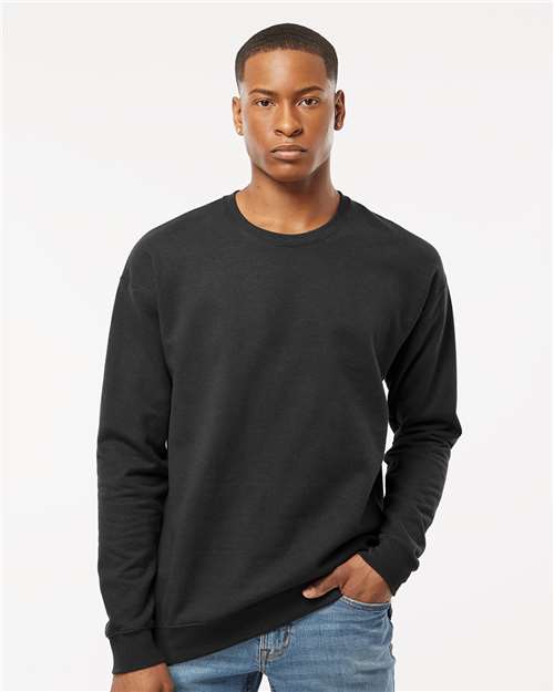 Tultex Unisex Fleece Crewneck Sweatshirt — Black — On model · front