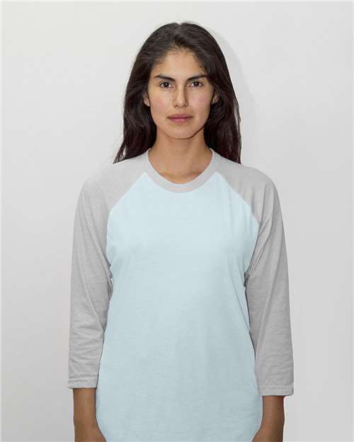 Unisex USA-Made Three-Quarter Sleeve Raglan Baseball T-Shirt