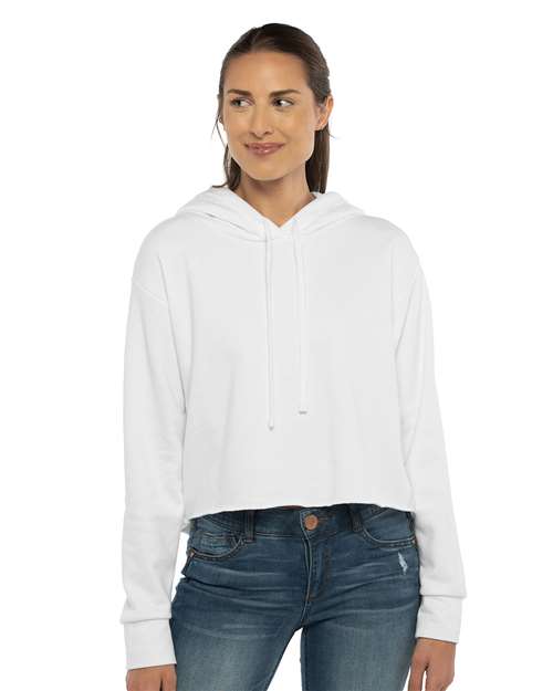 Next Level Women's Laguna Sueded Raw Edge Crop Hoodie Sweatshirt