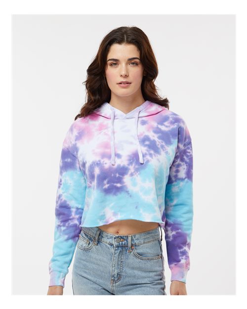 Colortone Women's Tie-Dyed Crop Hooded Sweatshirt