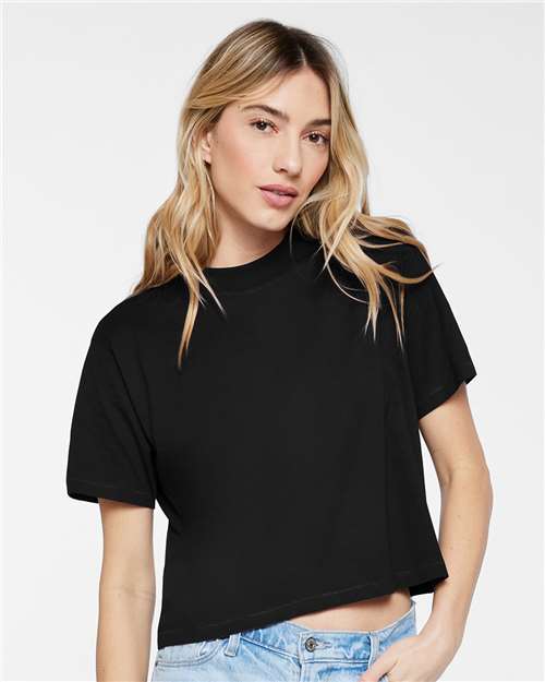Live & Tell by LAT Women's Boxy Tee — Blended Black — On model · front