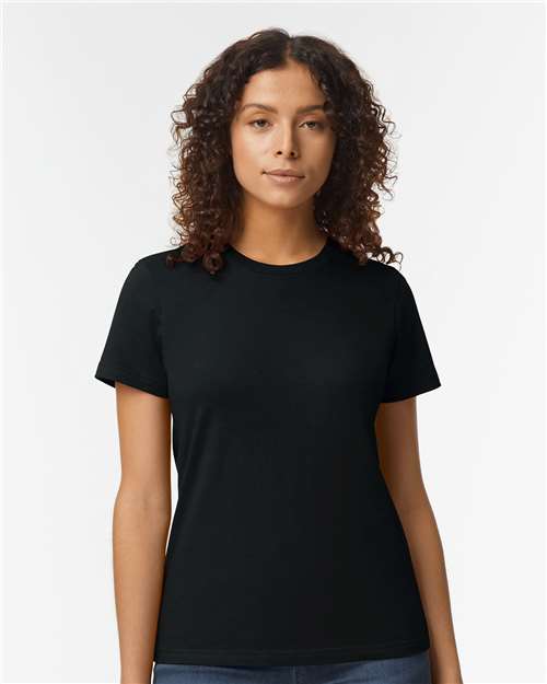 Gildan Women's Softstyle® Midweight T-Shirt — Pitch Black — On model · front