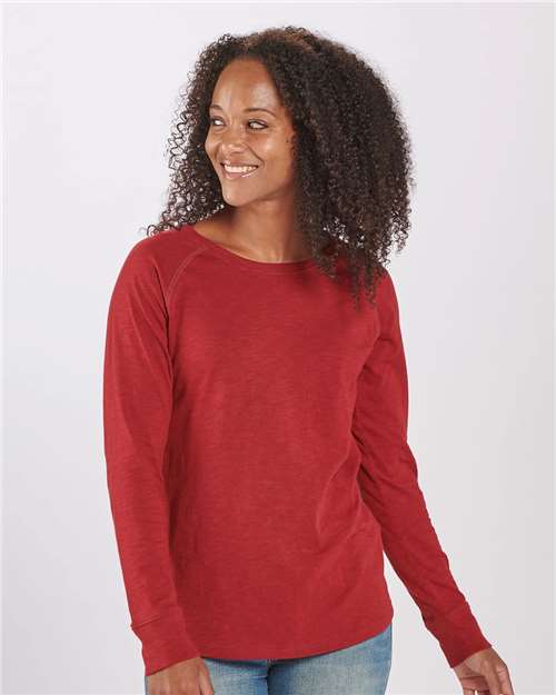 Boxercraft Women's Solid Preppy Patch Long Sleeve T-Shirt