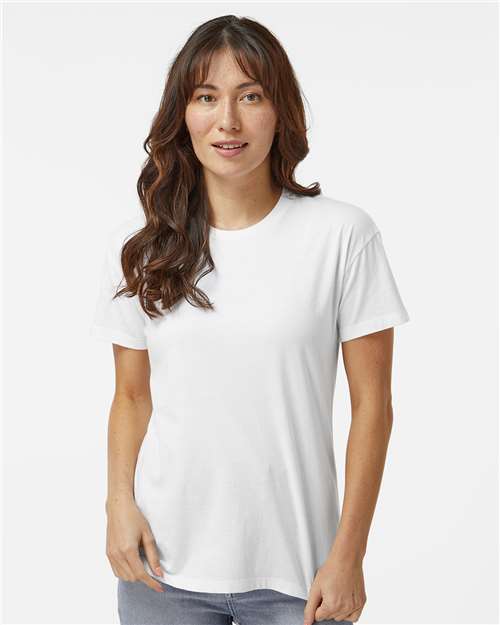 Next Level Women's CVC Relaxed Tee — White — On model · front