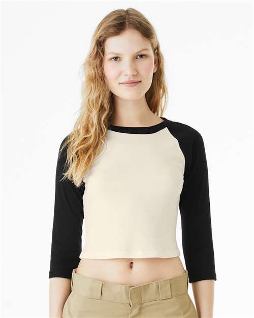 BELLA + CANVAS Women's Micro Rib Three-Quarter Raglan Sleeve Baby Tee