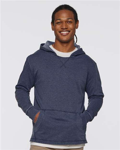 Live & Tell by LAT Unisex Vintage Wash Hoodie Sweatshirt — Washed Navy — On model · front