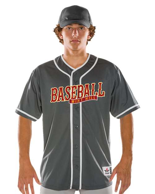 Alleson Athletic Unisex Diamond Jersey — Charcoal/ White — On model · front