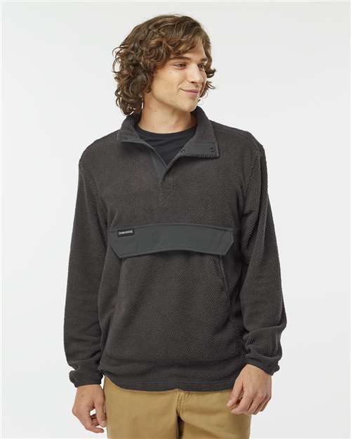 DRI DUCK Men's Timber Mountain Fleece Pullover — Charcoal — On model · front