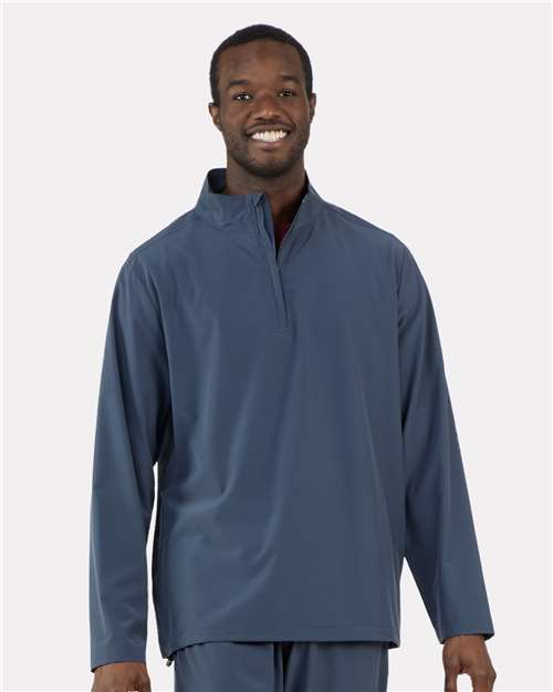 Boxercraft Men's Quarter-Zip Stretch Pullover — Castlerock — On model · front