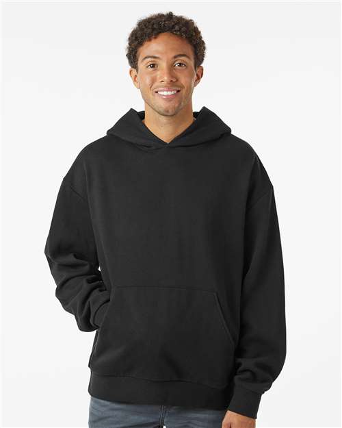 Independent Trading Co. Unisex Avenue Midweight Hooded Sweatshirt — Black — On model · front
