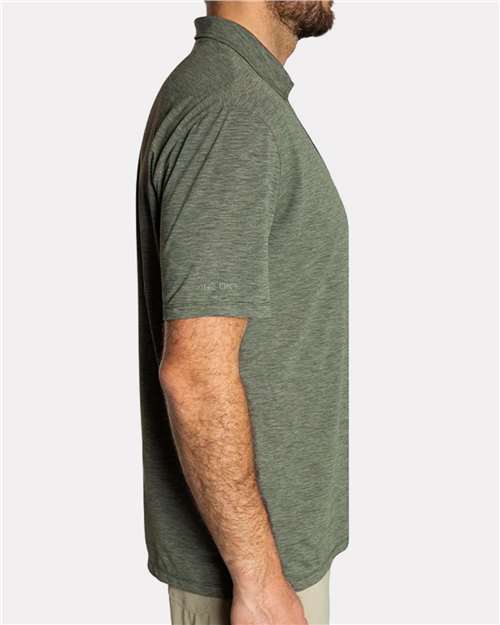 ANETIK Men's Low Pro Tech Polo — Dark Olive Heathered — On model · side