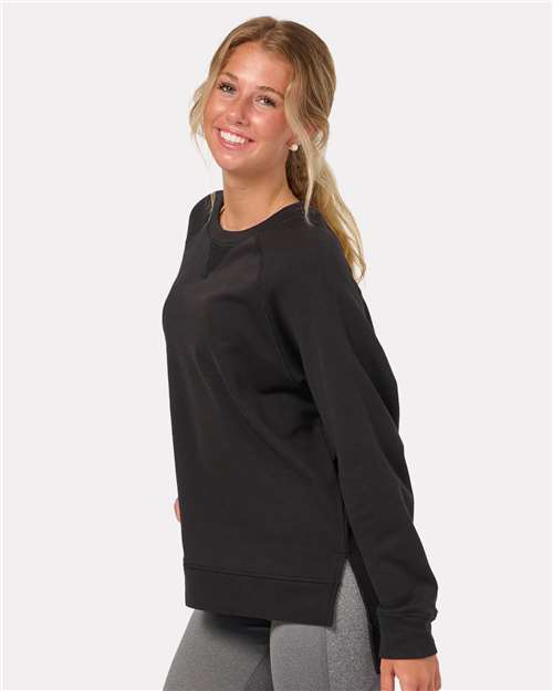 Boxercraft Women's Harlow French Terry Crewneck Sweatshirt — Charcoal Heather — On model · side