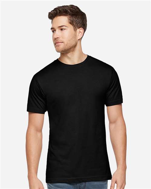 Live & Tell by LAT Unisex Eco Jersey Tee — Black — On model · front