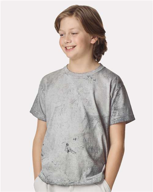 Comfort Colors Youth Colorblast™ Heavyweight T-Shirt — Smoke — On model · front