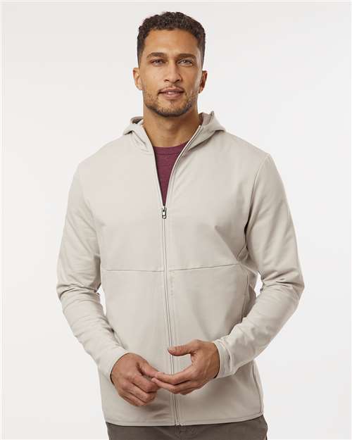 Independent Trading Co. Unisex Perform Full-Zip Hooded Sweatshirt — Smoke — On model · front