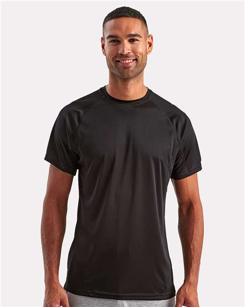 TriDri Unisex Panelled Tech T-Shirt — Black — On model · front