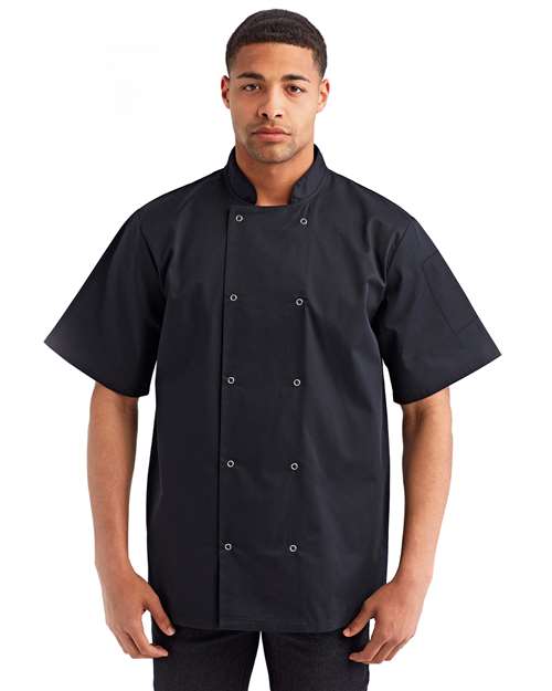 Artisan Collection by Reprime Unisex Ten Studded Front Short Sleeve Chef Coat