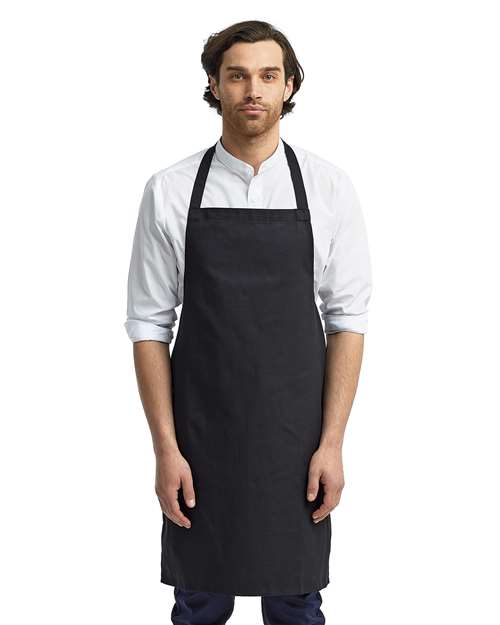 Artisan Collection by Reprime Organic Cotton Bib Apron — Black — On model · front