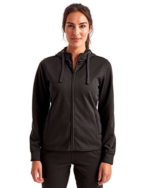 TriDri Women's Spun Dyed Full-Zip Hooded Sweatshirt — Black — On model · front